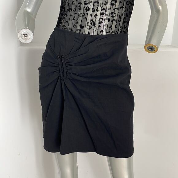 A.L.C. Black Mini Skirt Asymmetrical Ruching Construction  with U-ring Detail - Picture 11 of 11